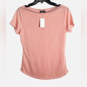 NWT Essentials by Milano Peach Short Sleeve Shirt